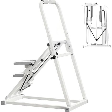 Escalera plegable, capacidad de 150 kg, ajuste de inclinación de 3 niveles, color marfil. (1/2)