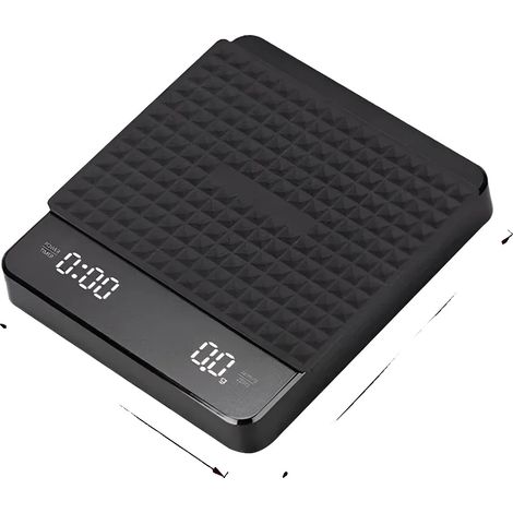 Elektronische Kaffeewaage, LED-Anzeige, Timerfunktion, schwarz mit Polsterung, 3 kg 0,1 g-a (1/2)