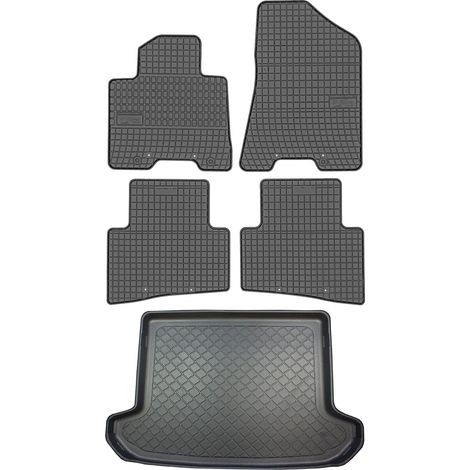 Ensemble de tapis de sol en caoutchouc pour Kia Sportage IV SUV (01.2016-2018) + tapis de coffre (1/5)