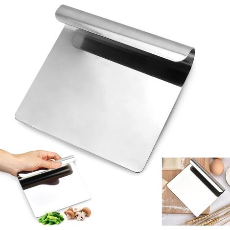 Grattoir de Cuisine à Légumes en Acier Inoxydable Grattoir à Pâte, Spatule, Grattoir, Spatule de Cuisine pour Une Coupe Facile, Résistant à la Corrosion, de Taille 14x12cm, Poli à la Main (1/5)