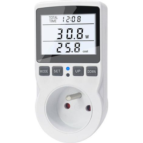 Wattmètre Prise Compteur d'Énergie, Consommation d'Énergie avec 11 Modes,Écran LCD Rétroéclairé, Compteur d'Énergie Électrique,3680W (1/4)