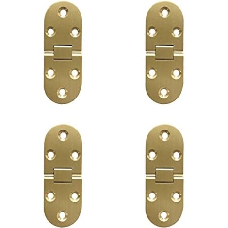 180 Degré Flip Charnières Rabattables en Laiton Bord Rond avec Vis Charnière pour Table Pliante Meubles Armoire Portes Boîte En Bois Anti Rouille Cuivre Polissage Lot de 4 (1/3)