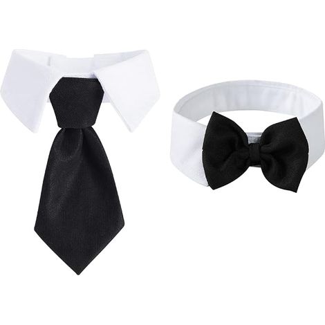 Adjustable Tuxedo Collars for Dogs and Cats Black Bow Tie Formal Tie Accessories Suitable for Pets Wedding Anniversary Easter