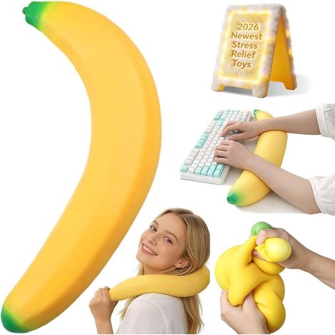 Banane Squishy Géante 45 cm,Squishy Banane Réaliste Anti-Stress,Giant Squishy Moelleux à Remontée Lente,Squichy Scouchi Cadeau Fête pour Adultes et Enfants (1/5)