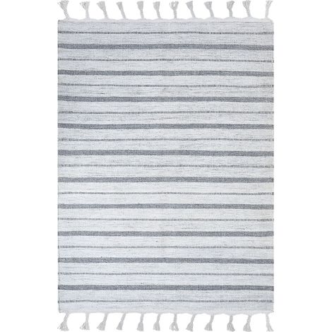 Tappeto in tessuto sintetico a righe bianco sporco 160 x 230 cm Bademli