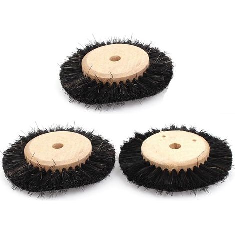 65mm Dia Holznabe 2 Reihen Borsten Rad Bürsten Schleifen Polieren Werkzeuge 3 Pièces (1/3)