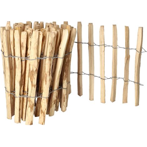 KOTARBAU® Ganivelle, Clôture Bois 0,5 x 5m, Bordure Bois Jardin, Noisetier, Clôture Bois Exterieur, Ganivelle Chataignier, Espacement Piquets 3-4 cm, Bordure Jardin Exterieur Bois, Naturel (1/5)