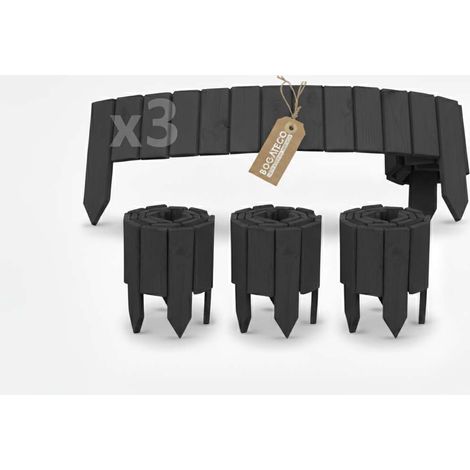 Lot de 3 Rollborder Bogateco Bois Anthracite 10x112 cm Bordure (1/5)