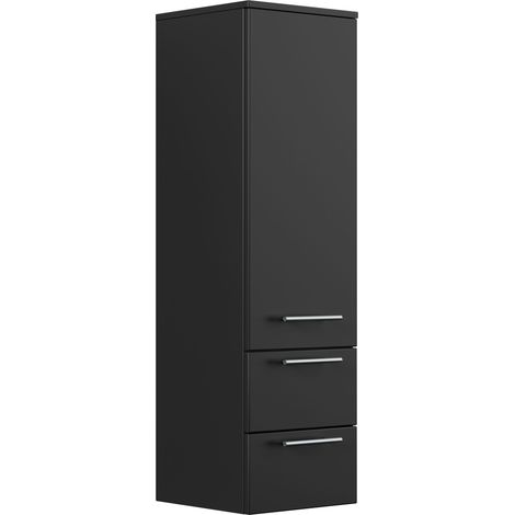 Hochschrank 120 cm schwarz mit Glaseinlagen (1/4)