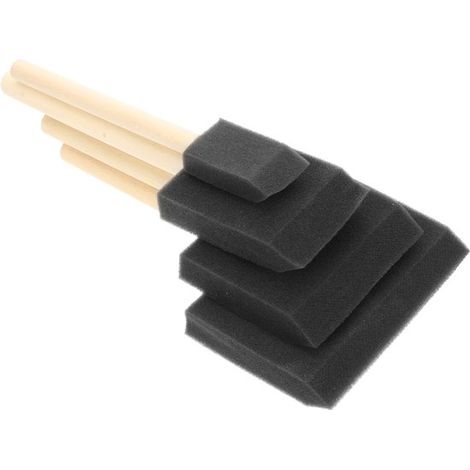 Set di 4 pennelli in spugna monouso. Set di pennelli in spugna leggeri. Set di pennelli professionali. Set di pennelli in spugna con manico in legno per acrilico, gel e coloranti. (1/5)