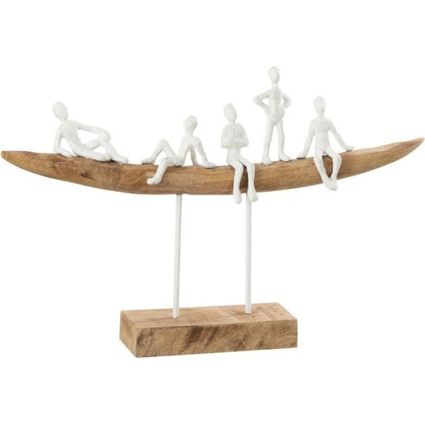 Statuette Déco en Bois "Personnage sur Banc" 30cm Naturel (1/2)