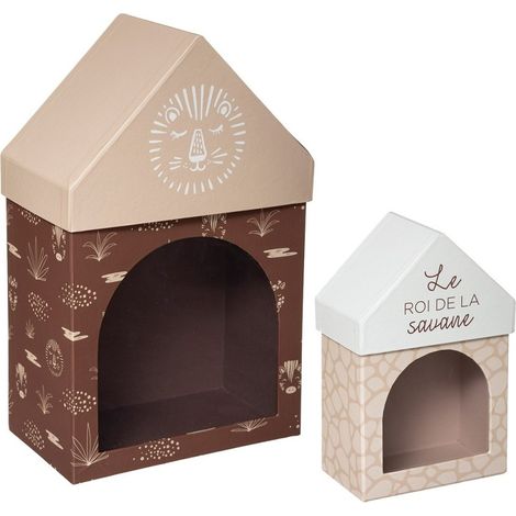 Lot de 2 boites de rangement forme hutte (1/5)