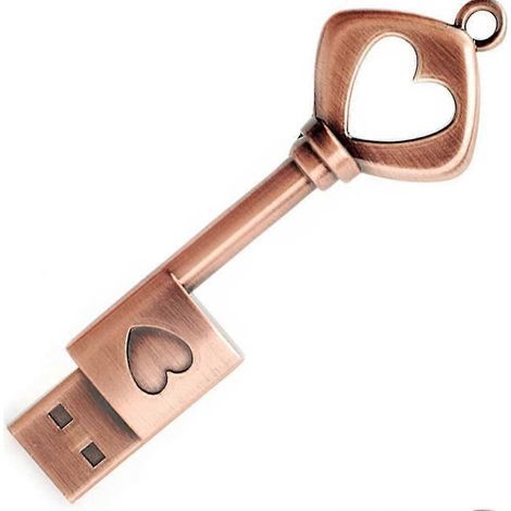 Clé USB 64 Go, Memory Stick rétro en métal en forme de cœur ou de clé (1/5)