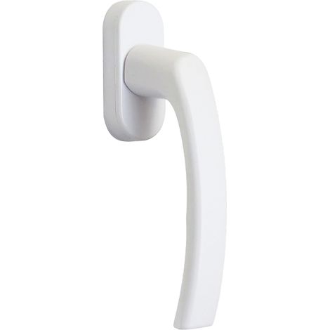 Kintech – Poignée de fenêtre en aluminium blanc RAL9016 – Dimensions 7x20 mm – Vis M5x50 – Crantage 4 positions pour systèmes OF/OB