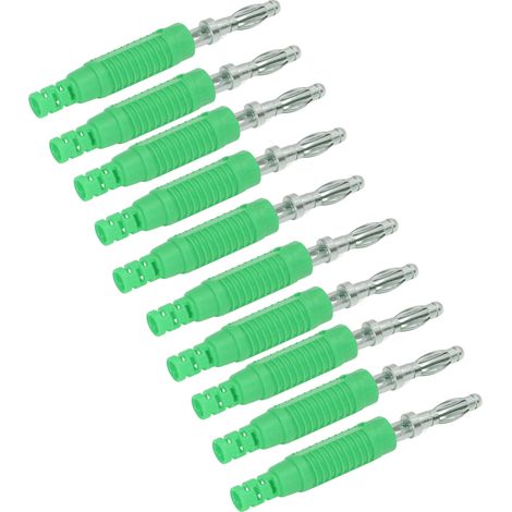 Paquete de 10 conectores macho PA de latón con conectores banana, de ajuste a presión, para tubo aislante y sonda J.10031 (verde). (1/5)