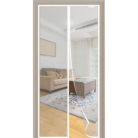 Moustiquaire Porte Fenêtre 160x210 cm, Magnétique Rideau de Porte Anti Mouche Moustiquaire Fenêtre Aimantée Protection Contre les Moustiques, Installation Rapide, Blanche (1/5)