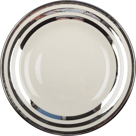 Assiette Plate Ronde en Verre avec Triple Filet Argenté pour Table et Fêtes 27 cm - PANGIVO (1/2)