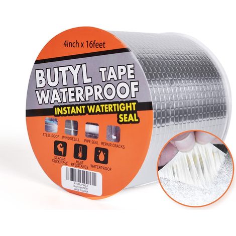 Ruban de Papier d'Aluminium Butyle Super Étanche - Bande Adhésive Autocollante pour Réparation de Fuites - Étanchéité Toiture, Tuyaux, Façades, Fissures et Trous - 10 cm x 5 m (1/5)