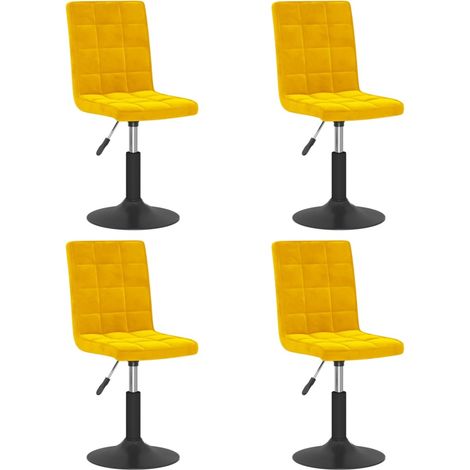 Lot de 4 Chaises à manger,Chaise de cuisine pivotantes jaune moutarde velours CFW41467 (1/5)