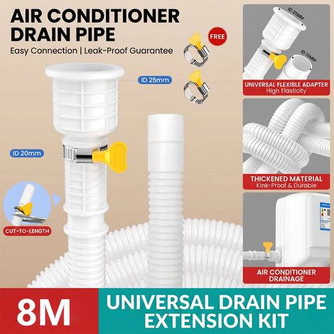 Tuyau d'évacuation universel renforcé (8 m) pour climatiseur split de fenêtre, flexible et épais, avec rallonge pour condensats. (1/5)
