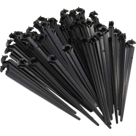 50 pcs Support de Tuyau Fixation au Sol pour piquets C Support de tiges Fixes pour Tuyau d'irrigation et Tuyau d'arrosage de Jardin (1/5)
