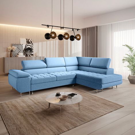 Canapé d'angle convertible droite 4 places Eden Bleu (1/5)