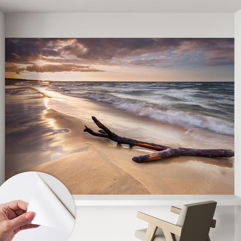 Papier peint adhésif autocollant pour salon chambre à coucher peint imprimé Installation facile Plage occidentale 152x104 cm (1/5)