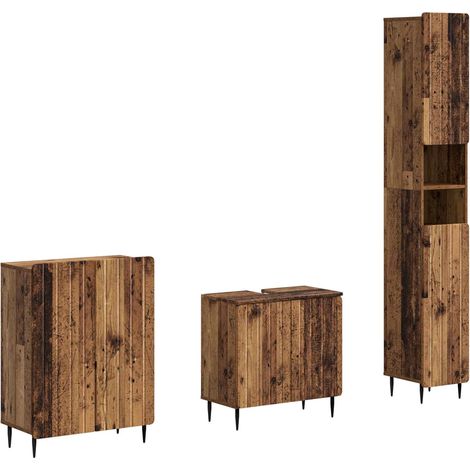 Maison Exclusive - Set di armadietti da bagno in 3 pezzi ZWOLLE Legno antico (1/5)