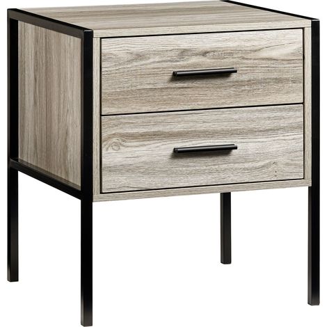 Brooklyn 1 Drawer Bedside Cabinet Chest of Drawers Table Bedroom Furniture Storage, Grey (1/5)