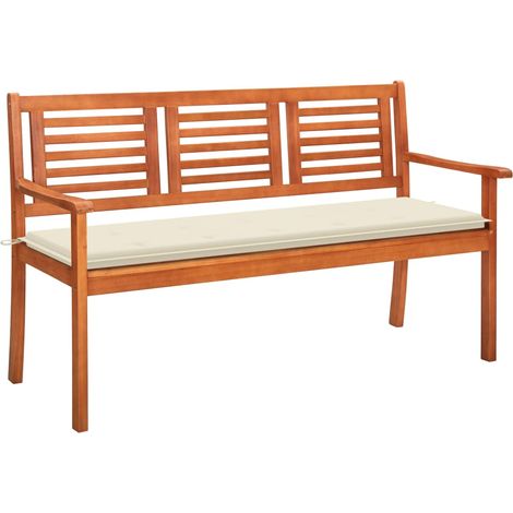 Banc de jardin 3 places avec coussin 150cm Bois d'eucalyptus 3 (1/5)