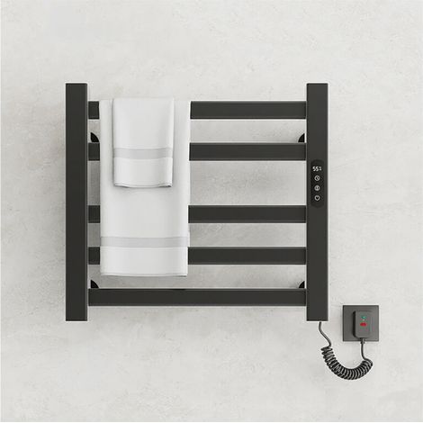 Sèche-serviettes électrique avec affichage numérique – Température réglable 30-70°C – Protection IPX5 – Installation facile - R308-noir (1/5)