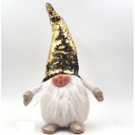 Gnomo natalizio decorazione con cappello oro 40 cm (1/2)