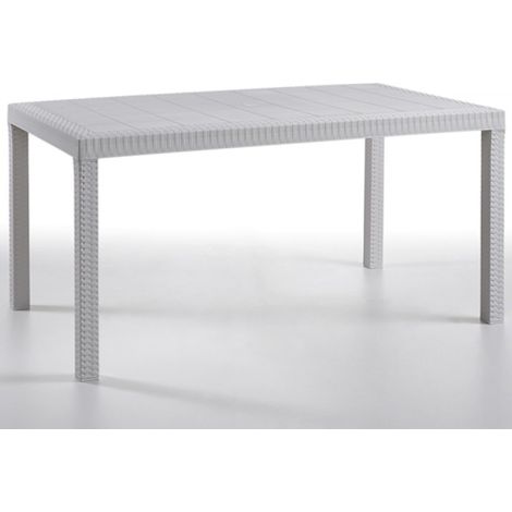 TAVOLO RESINA RETTANG.140X80CM URANO  BIANCO SIMILRATTAN