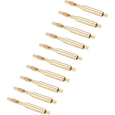Lot de 10 fiches bananes plaquées or de 2 mm, connecteurs offrant une excellente transmission de la chaleur, fiches de test en cuivre pour instruments. (1/5)