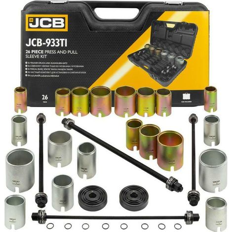 JCB Kitde 26 pezzi de manicotti de pressione e trazione, set de utensili de regolazione universale per la sostituzione di silent block, boccole e cuscinetti.