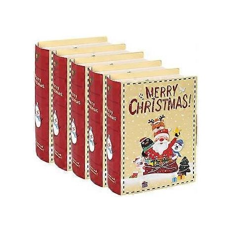 Lot de 5 boîtes à bonbons de Noël, emballage cadeau en forme de livre, boîtes en papier pour friandises de fêtes (1/2)