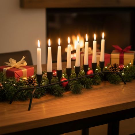 Porta Candela colore nero da 9 posti per decorazioni natalizie (1/3)