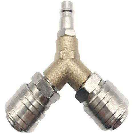 Distributeur d'air comprimé avec interrupteur, tout en laiton inoxydable, équipé de deux raccords filetés 1/4 pouce, pour systèmes d'air comprimé,