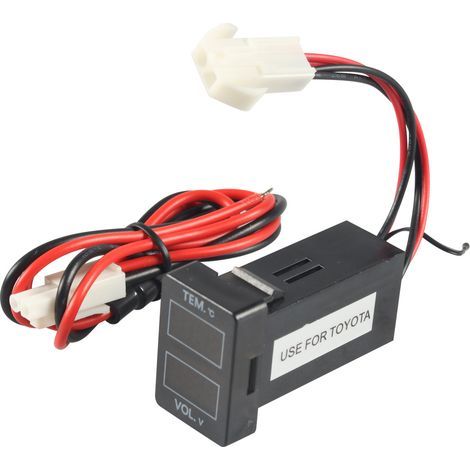 Voltmètre de voiture à LED pour touristes jauge de température 2 en 1 compteur de température de tension CC rouge bleu affichage des touristes noir série Toyota 0-30V (1/5)