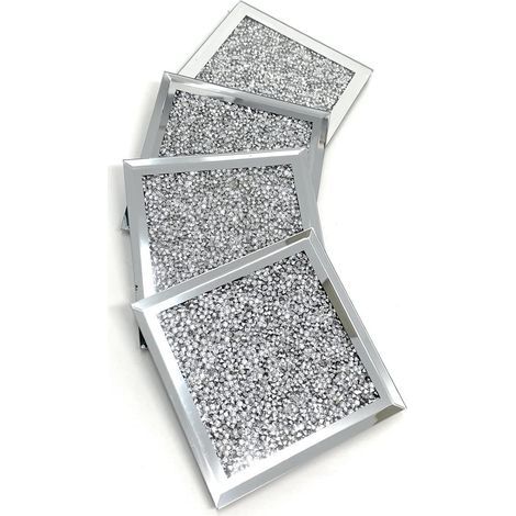 Bunte Untersetzer für Erwachsene, buntes Accessoire mit silbernem Glitzer (1/5)