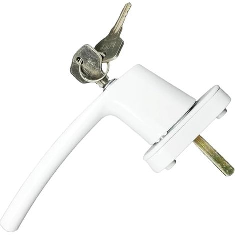 PVC Window Handles, Universal Straight Window and Door Handle with Key Lock for Double Glazing, White (1/5)