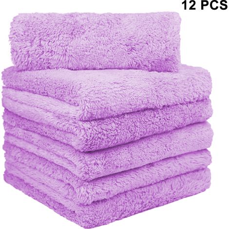 Lot de 12 torchons de cuisine en microfibre, double face, non pelucheux, ultra-absorbants et à séchage rapide, idéaux pour la cuisine, la voiture et le nettoyage des vitres. (1/4)