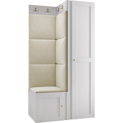 Meuble d'entrée Hartford 381, Polo 872, 186x82x46cm, MDF, Stratifié, Tissu, Murale, À poser (1/5)