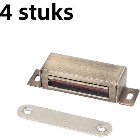 Set of 4 magnetic locks for kitchen, bathroom, cabinet, cupboard and drawer doors, silver (1/5)