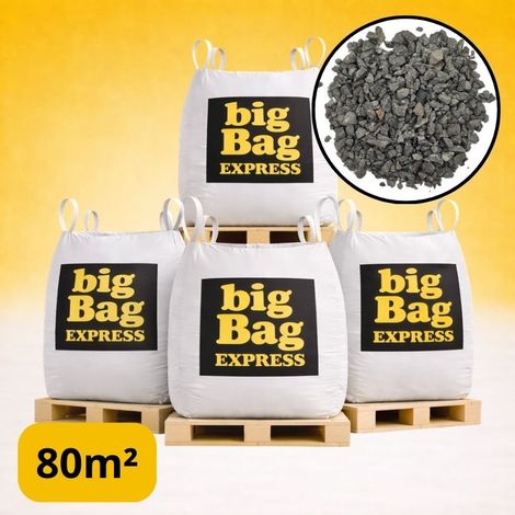 PACK 4 X BIG BAG de +/- 1,5T ≃ 80M² Gravillon “Grain de Riz” Gris Ø 2/6 mm - Livraison PREMIUM (1/4)