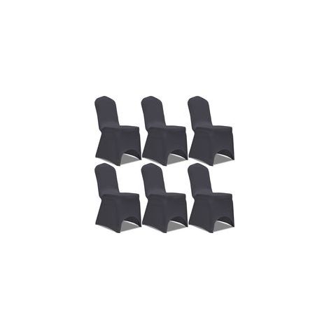Housse de chaise extensible, 6 pièces, anthracite - Crezuo (1/4)