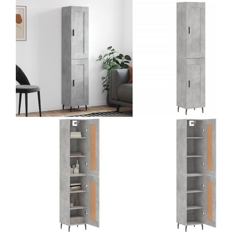 Highboard Betongrau 34,5x34x180 cm Holzwerkstoff - Sideboard - Highboard - Wohnzimmermöbel - Regal - Aufbewahrung - Home & Living (1/5)