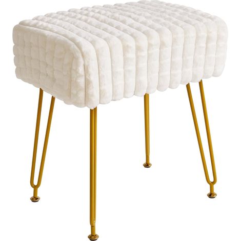 Maquillage Chaise de vanité, Tabouret de Repose-Pieds, Blanc WBD003W (1/5)