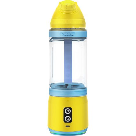 Extracteur de jus en verre (jaune et bleu), coupe double sens, rechargeable, fonction pulse intelligente (1/5)