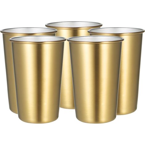 Set mit 5 goldenen Edelstahlbechern à 500 ml, heiß- und kaltbeständig (gold)